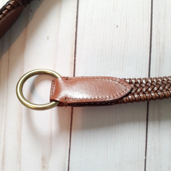LRL Braided Leather Stretch Belt with Gold Toggle Closure/Buckle Brown Size M - Picture 6 of 15